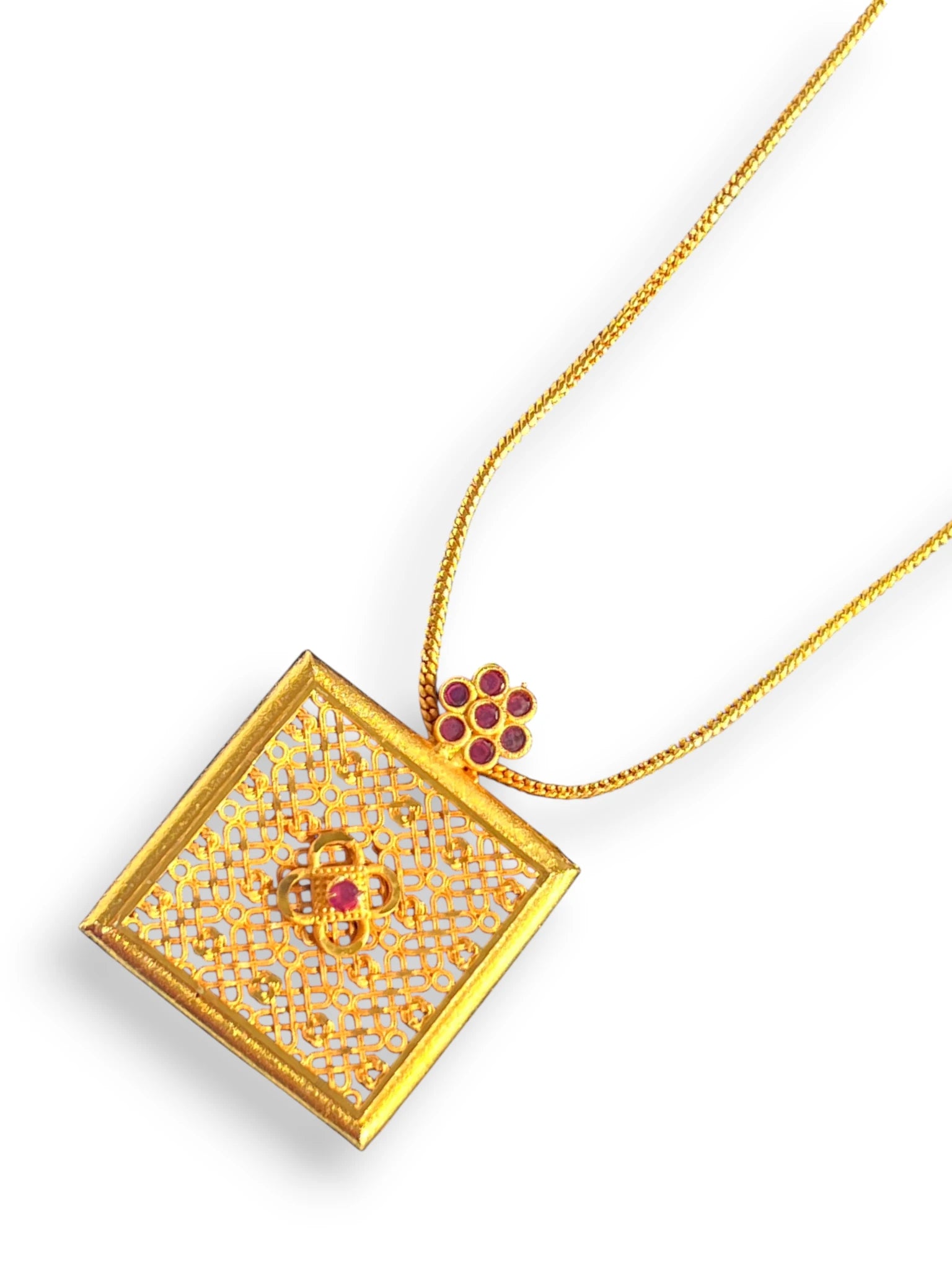 Gold Plated Matte Finish Pendant Necklace for Women | Me19 Jewellery India