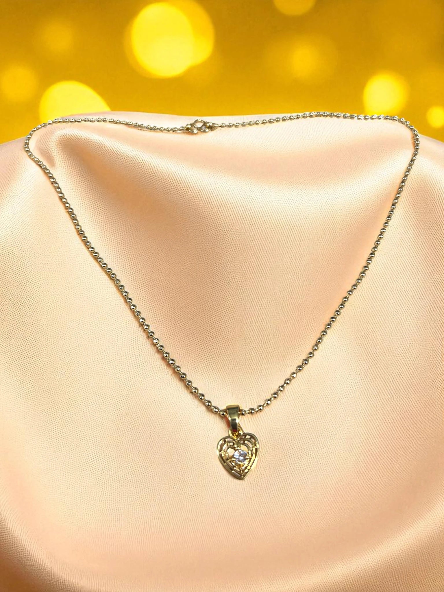 Heart Pendant Ball Chain Gold-Plated Necklace for Women | Me19 Jewellery India
