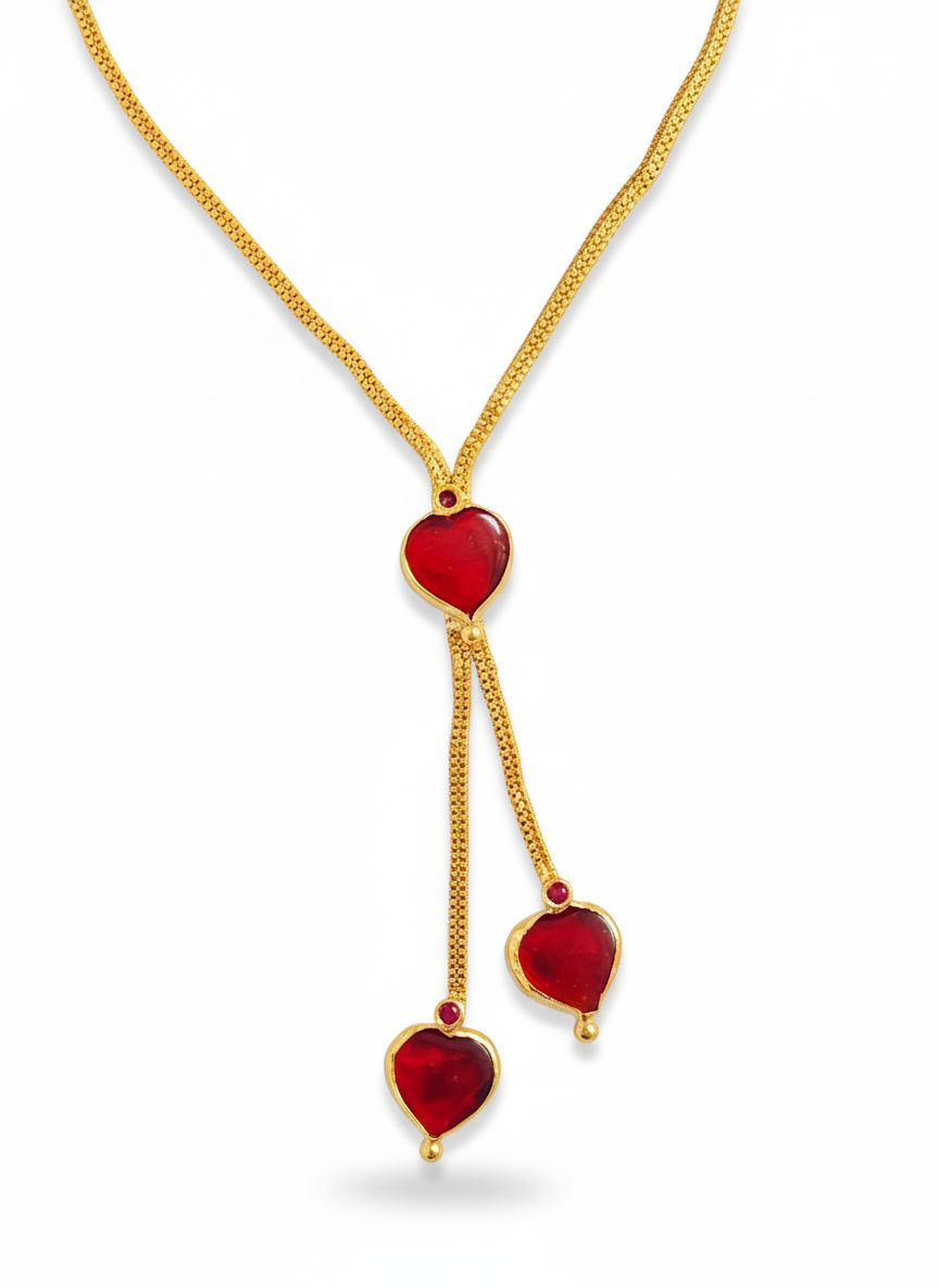 Gold-Plated Red Stone Pendant Necklace | Designer Jewelry Online India – Me19