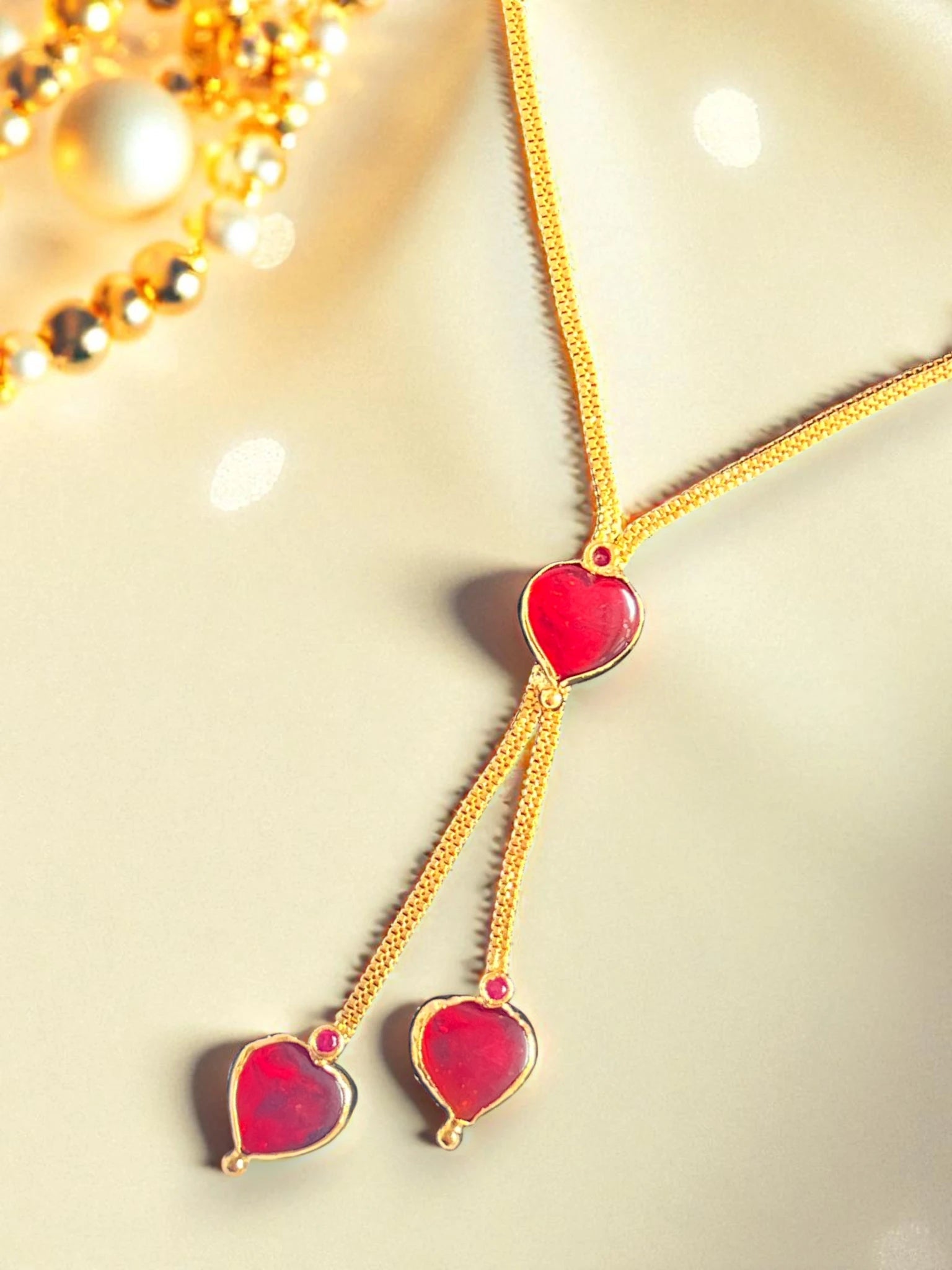 Gold-Plated Red Stone Pendant Necklace | Designer Jewelry Online India – Me19