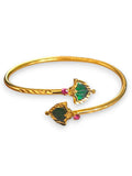 Me19 Micro Gold Plated Palakka Twisted Cuff Bangle | Green & Red Stone Jewellery, India