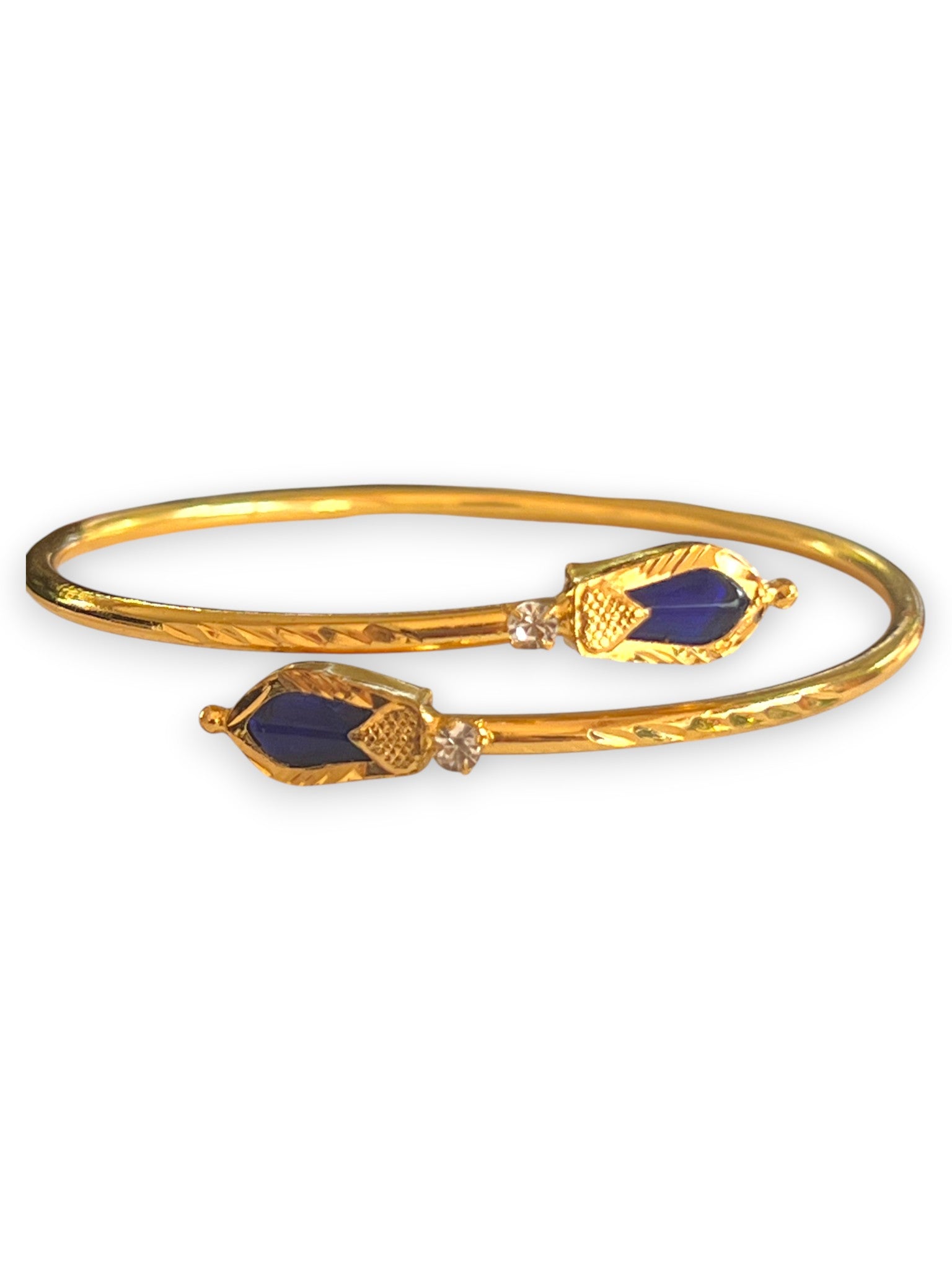 Me19 Micro Gold Plated Nagapadam Cuff Bangle | Blue Stone Jewellery  India