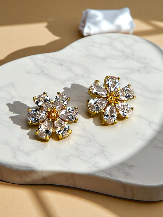 Me19 American Diamond Floral Stud Earrings with AD Stones | Daisy Jewellery , India
