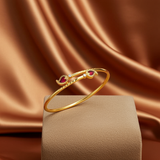 Me19 Micro Gold Plated Mango Cuff Bangle | Red Stone Jewellery, India