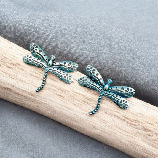 Me19 Antique Blue Dragonfly Stud Earrings in India