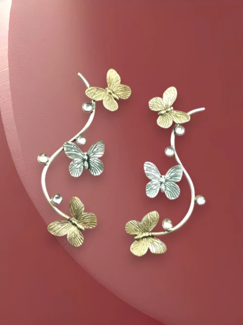 Me19 Dual-Tone Butterfly Curve Earrings in India