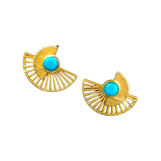 Gold Earrings | Turquoise Jewellery | Modern Geometric | Me19 Earrings | Statement Jewellery | Festive Accessories