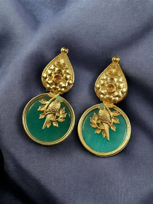 Me19 Green Monalisa Parrot Drop Earrings in India