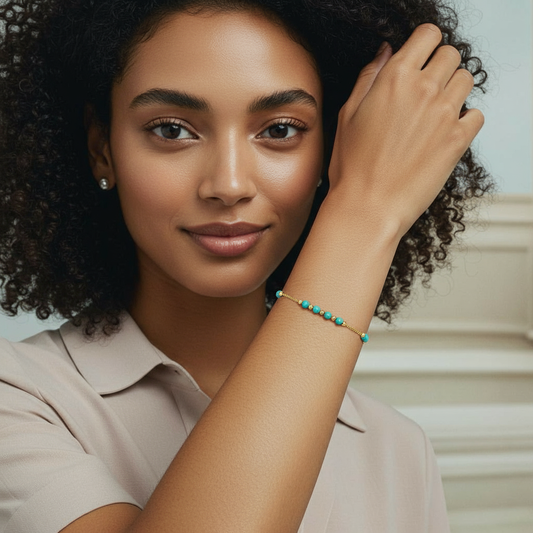 Me19 Micro Gold Plated Turquoise Beaded Bracelet | Minimalist Jewellery  India